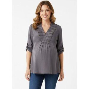 Motherhood Maternity Dark Gray Blouse with Button Details 1/2 sleeve